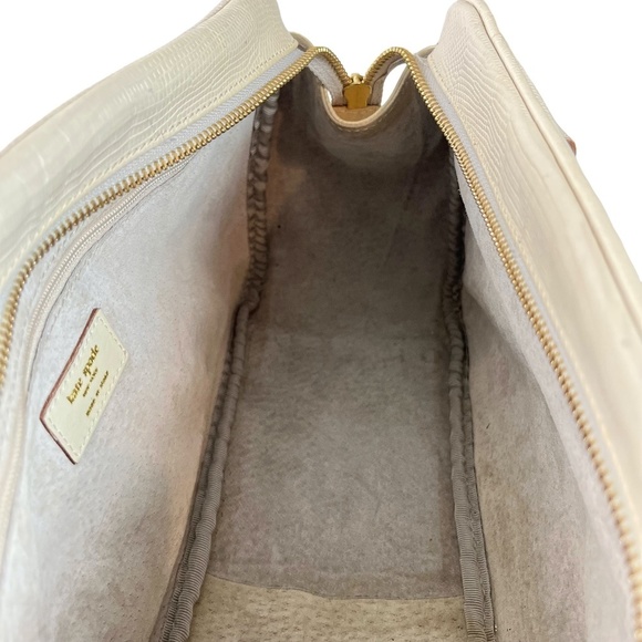 KATE SPADE NEW YORK Genuine Leather Cream Ivory Satchel Handbag Purse Tote - Picture 2 of 16